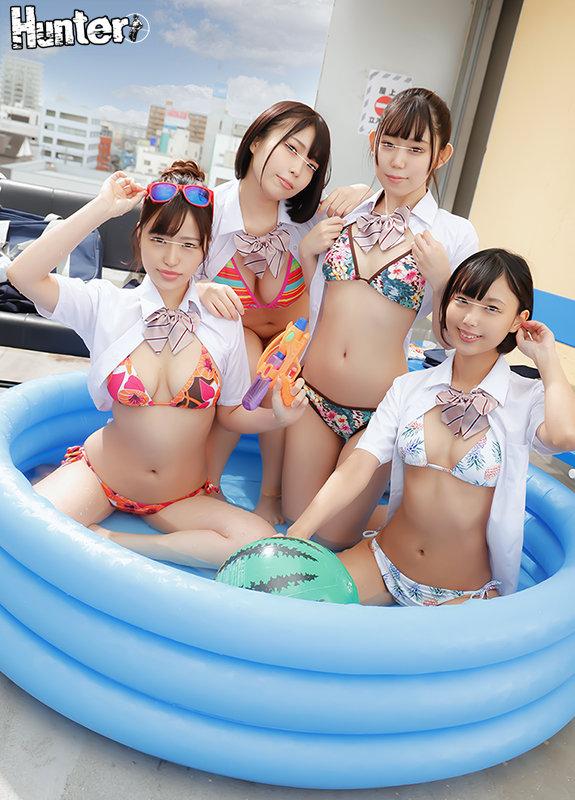 A group of hot girls set up a pool on the school roof! I got a boner from the erotic combination of school uniform, pool, and swimsuit... I had transfered to an all-girls school until last year... - 2