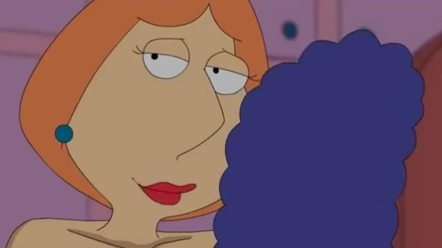 Tugging Lesbian Crossover Marge Simpson and Lois Griffin Stepdad