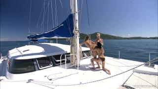 Spit Lesbians Olivia La Roche Renata Black and Tarra White use Toys on Boat Bunda