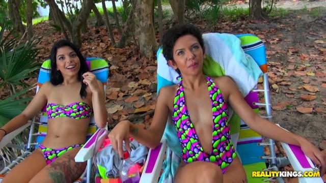 Gina Valentina and Ariana Cruz Share a Cock at the Beach - 2