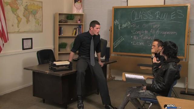 Leather Teacher Teaches his Naughty Student a Lesson with his Cock Cocksucker - 1