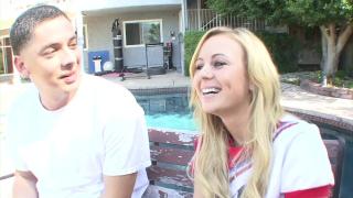 Solo Female Hot Blonde Cheerleader Mae Meyers gives a Show to her Brothers Friends Grandmother