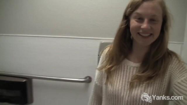 XBizShow Busty Lili Masturbating in a Public Bathroom Joven - 1