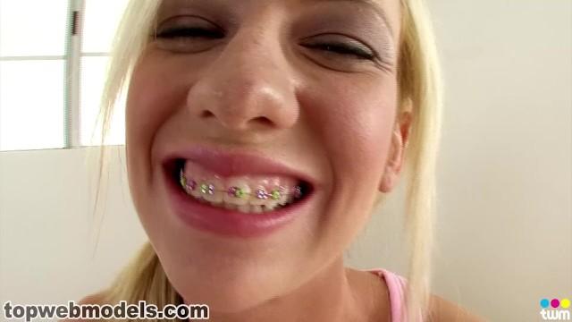 Braces Blonde Teen KAYLEE HILTON Huge Cock POV Blowjob and SWALLOW! A++ - 1