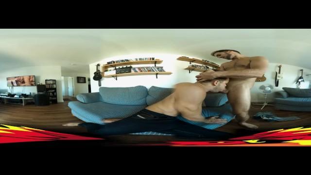 Ass VR 360 - two Hunks Suck and Fuck on Couch NSFW Gif - 2