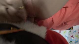 Sixtynine Santa Catches his little Helper trying out Toys then Fucks her Upskirt