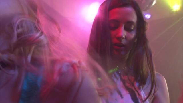 Candid Lesbians Arya Fae and Georgia Jones Lick Pussy on Club Dance Floor BangBros