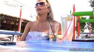 Stepmom Amber Bach Tits and Pussy right out in the Open at the Bar Unseen! Jacking