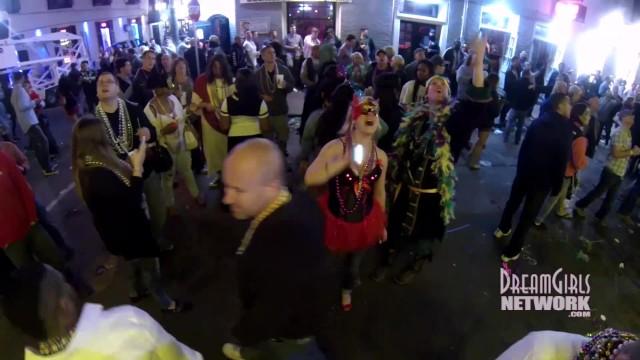 Black Gay Mardi Gras Street and Balcony Flashing FrenchGFs