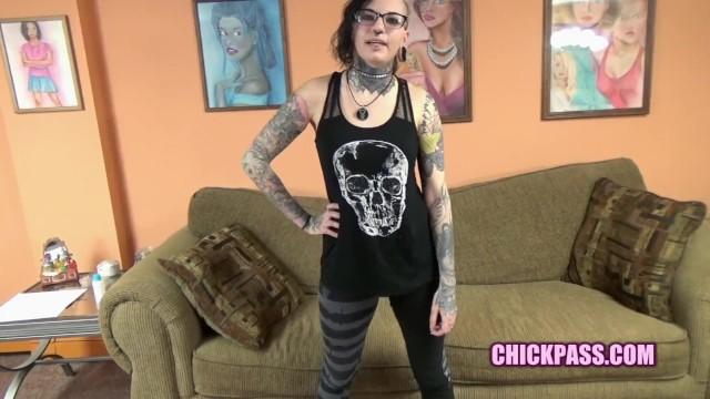 Tattooed Cutie Tank Sucks Logan's Cock at the Porn Audition - 1