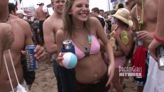 Massive Beach Party Girls going Wild Lesbo