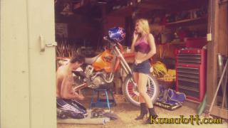 Wet Pussy Hot Big Titted Mechanic Dominica Leoni Fucked next to Motorbikes in Garage Phat Ass