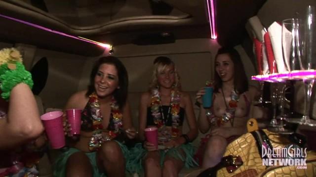 Hula Girls Flash in Limo on the way to a Sorority Party - 1