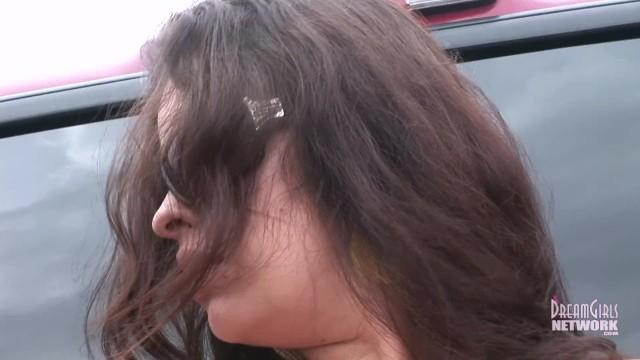 Ass To Mouth Huge Tit Brunette Fingers Pussy in back of Strangers Truck Kissing - 1