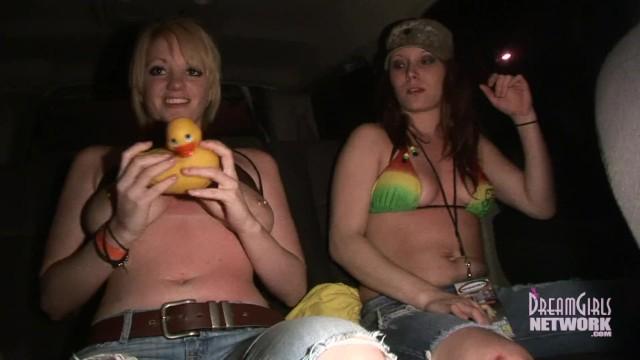 Jerkoff Two Girls Dance and Flash in back Seat on the way out Blow Job Contest - 1