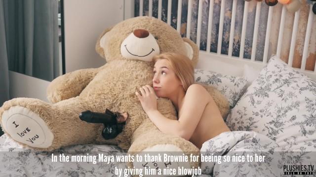 Adam4Adam Petite Teen Girl Maya Sucks and Swallows Big Black Cock with Teddy Bear Excitemii - 1