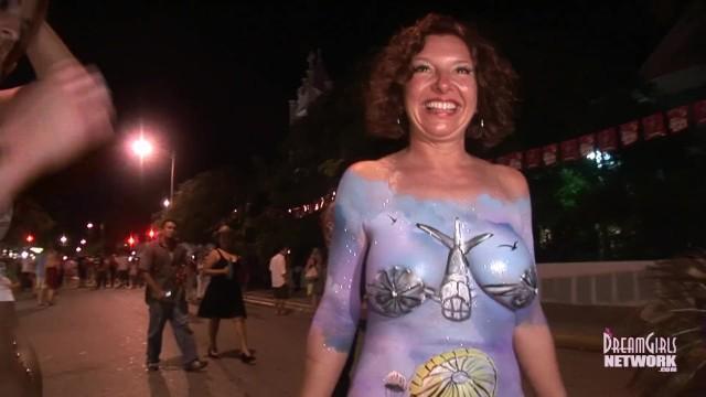 Ebony Awesome Body Paint at Swinger Street Party Semen - 2