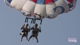 Trio Two Hot Blondes Parasail Naked then Pee Afterward Booty