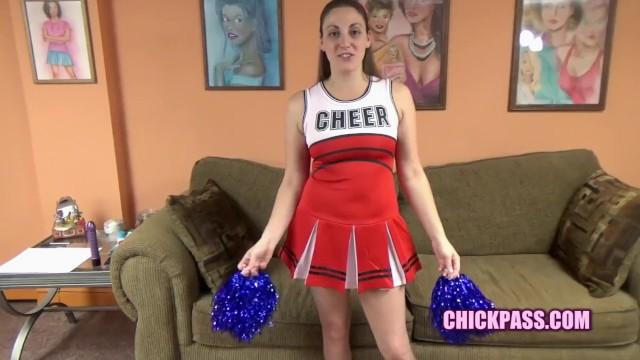 Busty Babe Melanie Hicks Lifts her Sexy Cheerleader Skirt to Masturbate - 1
