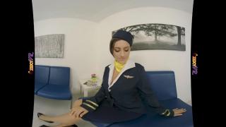 Perfect Tits Busty Brunette Jamie Jones Cosplay Flight Attendant Uniform VR Striptease Fuskator