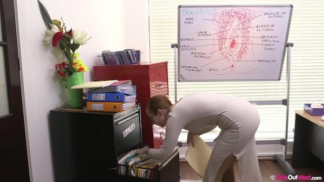 Curious Hairy Redheaded Secretary Darcy Masturbates in the Office Monster - 1