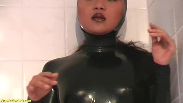 Soles Cute asian Latex Teen Stretching her Flexi Body Tight Cunt - 1