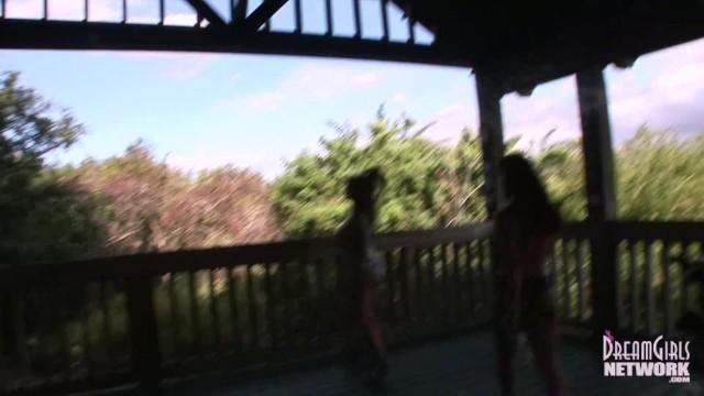 Brazil Two Latina MILF's Play Naked in a Public Park Famosa - 1