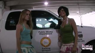 XBiz Shy College Teens Flash Awesome Tits in Public Parking Garage NSFW Gif