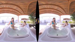 Gay Blackhair 3D VR Hot Tub Fun with Topless Teen Girls Amelia & Jane ImagEarn
