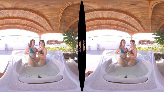 3D VR Hot Tub Fun with Topless Teen Girls Amelia & Jane - 2