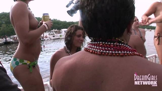 Pierced Nipple Coeds Party Naked in Lake of the Ozarks - 1