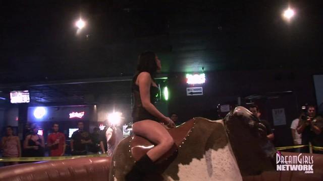 Ano Hot Girls in Lingerie Ride Mechanical Bull at Local Night Club Reversecowgirl - 1