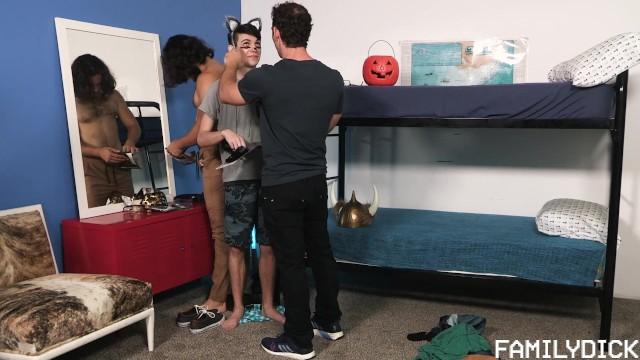 FamilyDick - Tied up Twink Gets Creampied by Costumed Hunks - 1