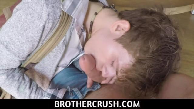 Stepbrother Crush-Boy Sucks Older Stepbrother’s Fat Cock for a Ride - 2