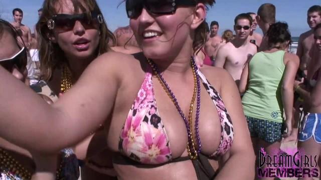 Hardon College Coed Bikini Girls Party Hard on the Beach in Texas Gaybukkake