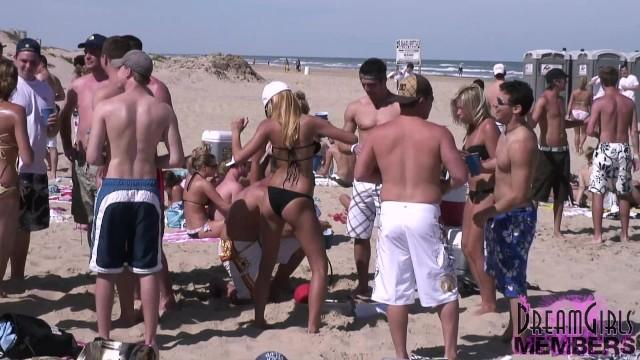 College Coed Bikini Girls Party Hard on the Beach in Texas - 1