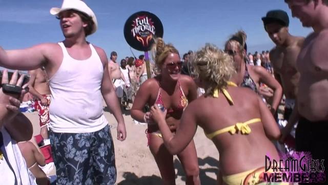 College Coed Bikini Girls Party Hard on the Beach in Texas - 1