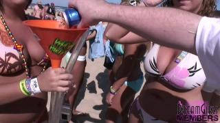 Bro Innocent College Girls Show Huge Tits for Beads at a Beach Party Cum On Pussy