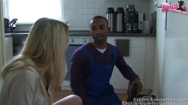 Step Mom Sexy Blonde Housewife with little Ass Fucks Black Mechanic with BBC PervClips - 1