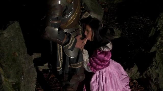 Brunette Princess Runs away for the Handsome Knight & Takes the Facial Cum - 2