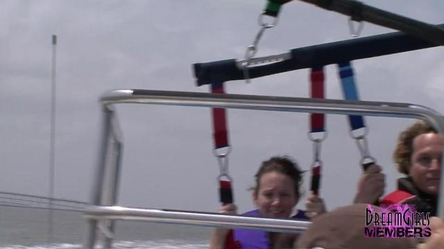 Polish Naked Parasailing with three Wild Spring Breakers Nipples - 2