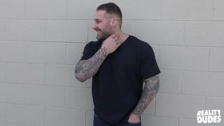 Cum On Pussy RealityDudes: Tattooed Guy Fished from the Street and Fucked for some Cash Office Sex