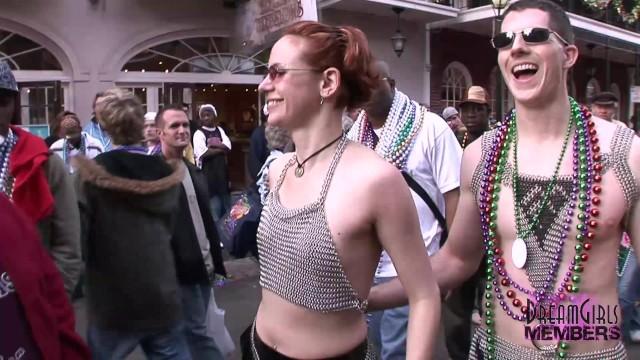 Penis Sucking Big Tit Milf's Show their Goods on Bourbon St Gaypawn - 1