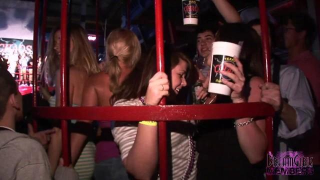 Teenage Sex Spring Breakers Shake their Asses & Show their Tits at a Bar Long Hair