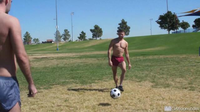Fit Young Jock Throat Fucks and Dicks down his Coach after Soccer Practice - 1