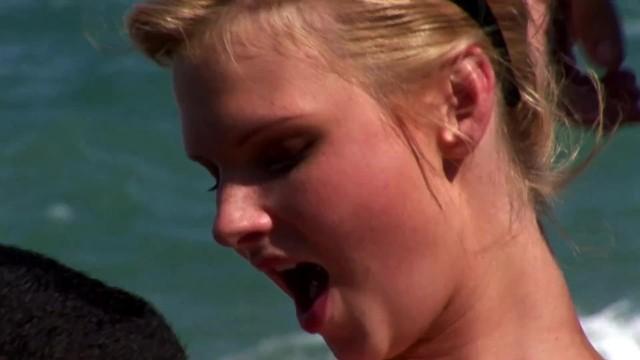 SpicyBigButt Big Tits Hot Brunette Tarra White Takes a Big Dick and a BBC on the Beach imageweb - 1