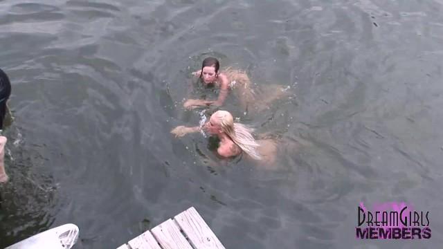 Hot Girls go Skinny Dipping in Front of Huge Crowd at Lake Party - 2