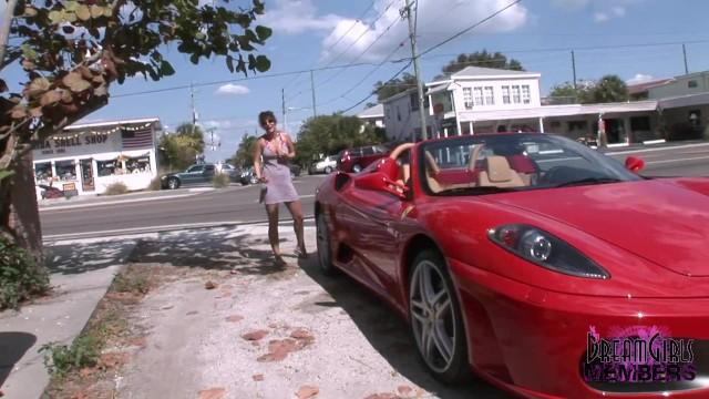 Girl Flashes Tits while Riding in a Ferrari Convertible - 1