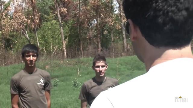 Gay Twinks in Military Uniform Fuck on the Instruction Field - 1