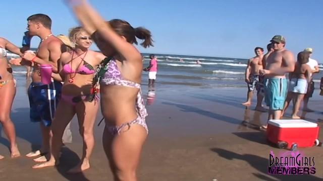 Coed Freak Dance Party & Bare Titties on the Beach - 2